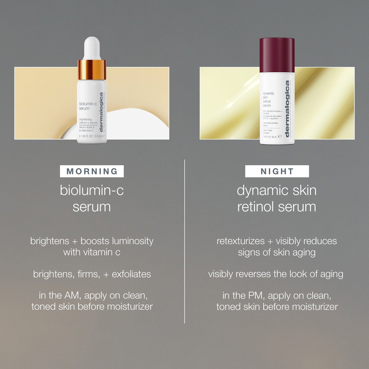 am radiance + pm renewal morning and night routine 