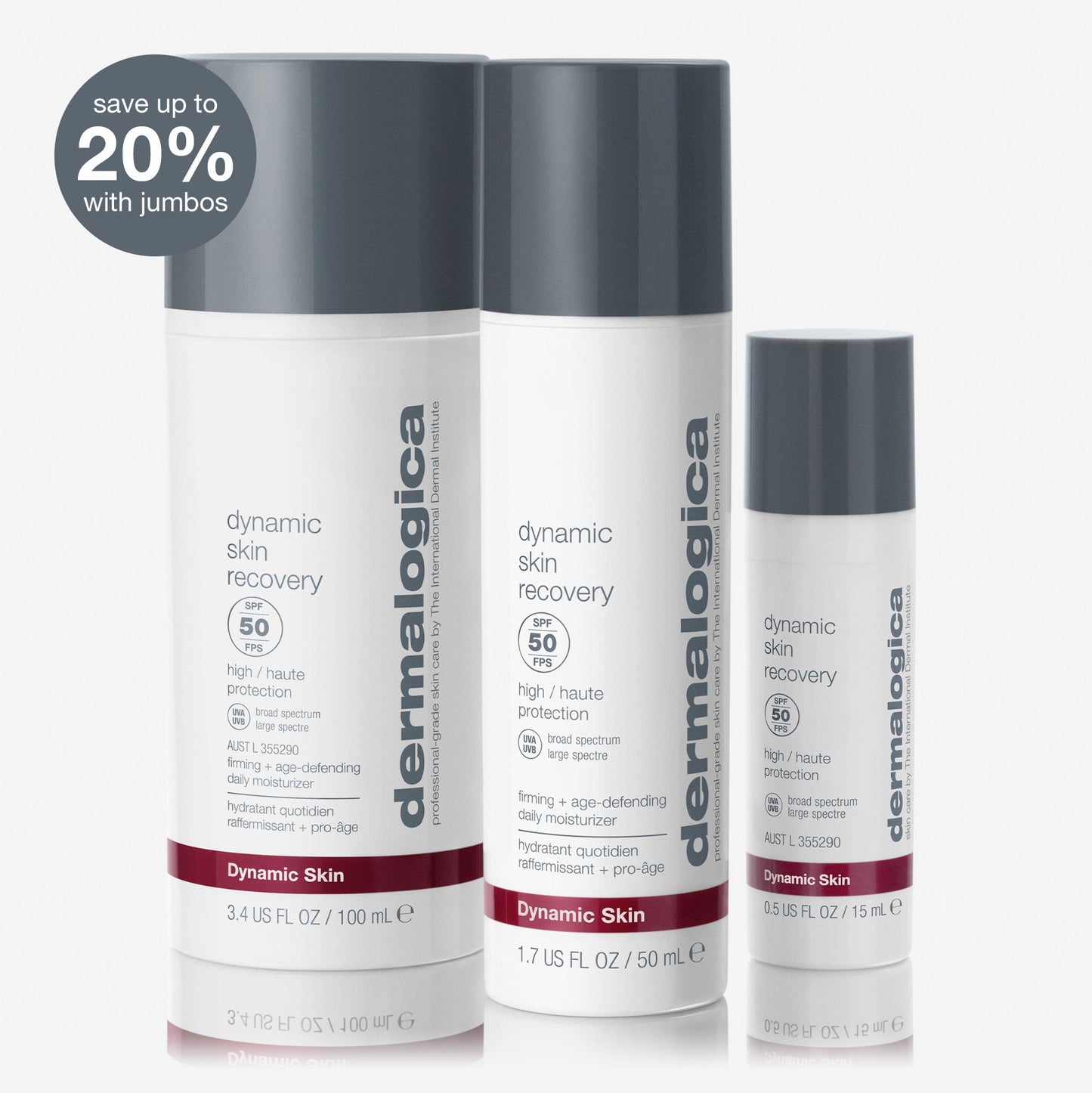 dynamic skin recovery spf50 bottles 